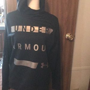 UA hoodie black with gold writing